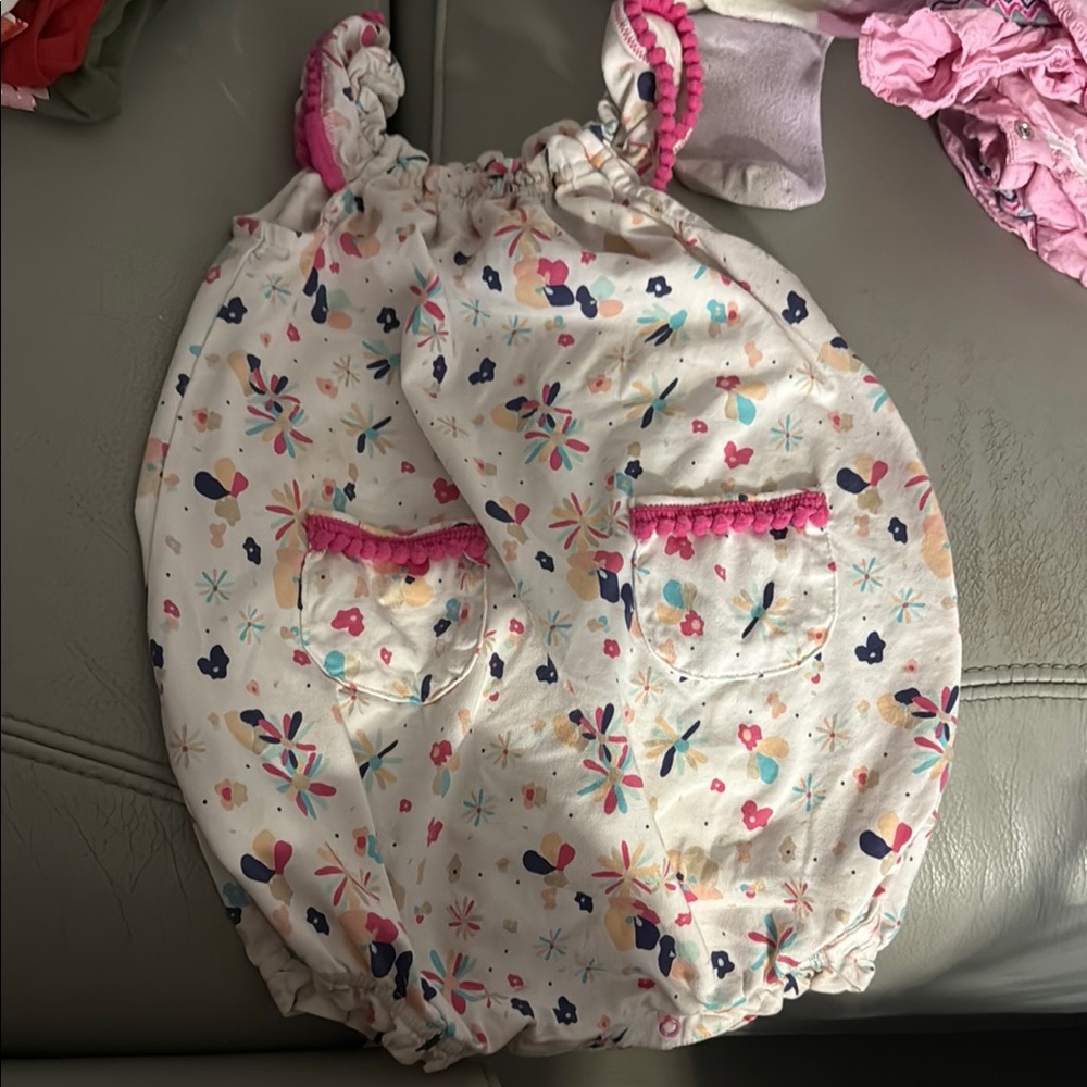 Egg Collective Floral Romper with Pink Accents